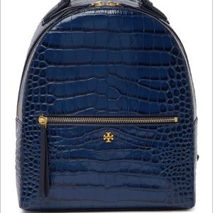 tory burch croc embossed backpack